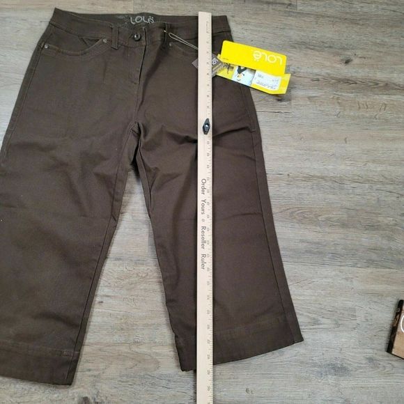 NEW Lole Pants Casual Brown Solid Cropped Flat Front Straight Leg Cotton Womens - Picture 7 of 8
